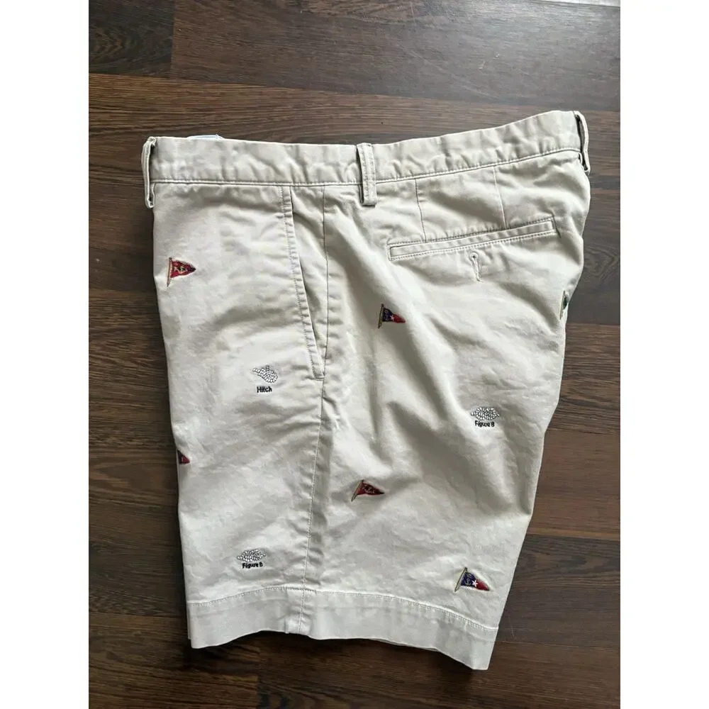 2022 Polo R.L Classic Chino Shorts Nautical Flags Knots Embroidered Waist 33